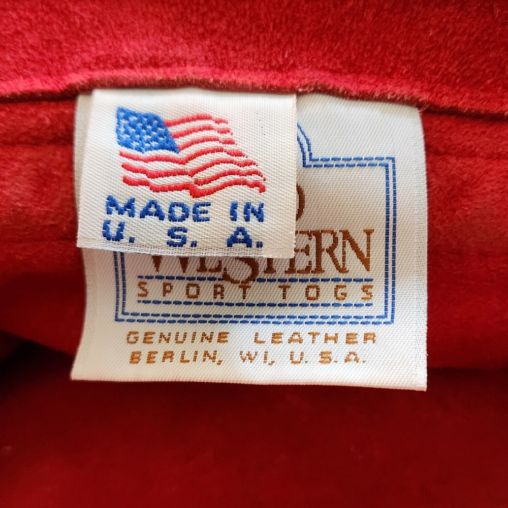 Vtg Suede Leather Fringe Reg Bag Mid Western Sport Togs USA - Picture 6 of 7